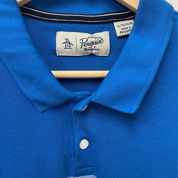 Original Penguin Men's Polo Shirt in Blue with Stripes - Picture 2 of 5